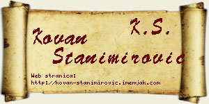 Kovan Stanimirović vizit kartica